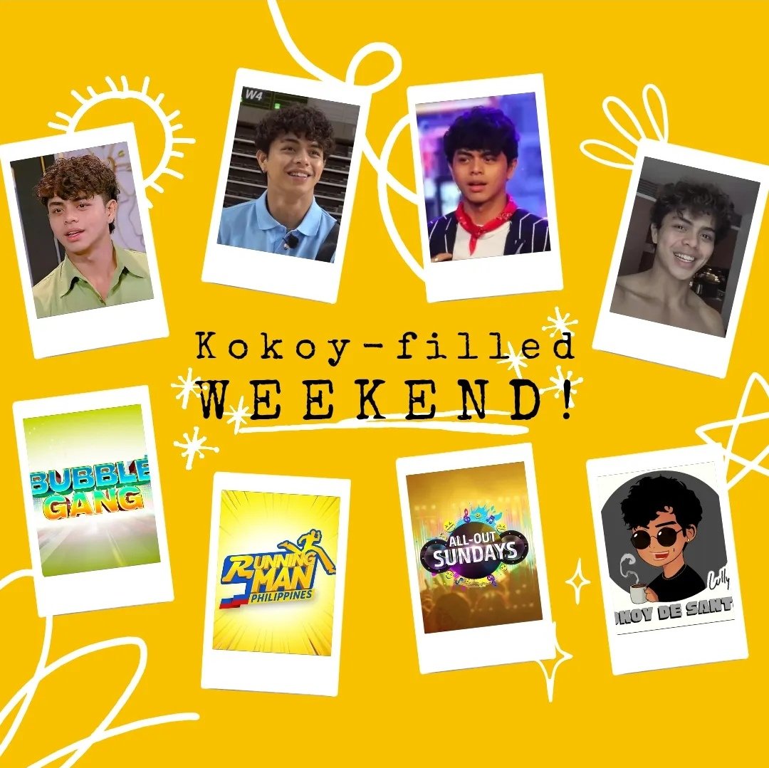 Saturday 
7:15 PM - Running Man Philippines (TP starts at 5:30 PM)

Sunday
12:00 PM - All-Out Sunday with the Bubble Gang cast (TP starts at 10:30 AM)
7:50 PM - Running Man Philippines
10:00 PM - Gameboys BTS vlog (TP starts at 8:30 PM)