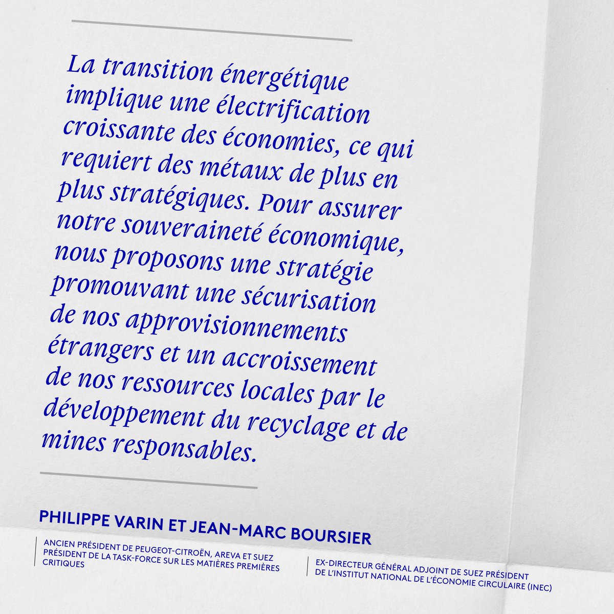 🔵 D'une dépendance à l'autre ❌
⚪ "La prise de conscience actuelle sur la fragilité de notre souveraineté économique doit nous pousser à agir, et vite."
🖋 "Le monde d'après sera sans carbone mais pas sans métaux" de Philippe Varin &amp; <a href="/JmBoursier/">Jean-Marc Boursier</a> à lire dans notre hors-série.