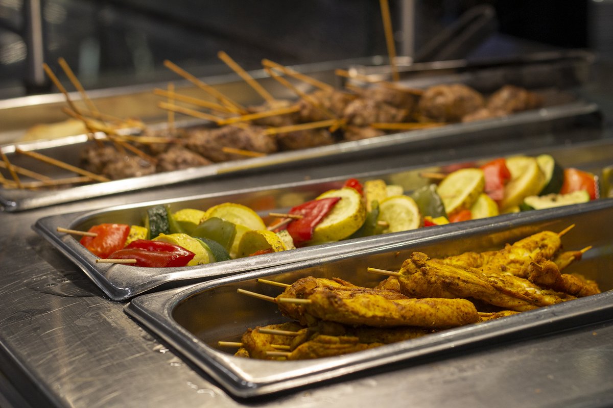 DiningGSU's tweet photo. Join us today at Piedmont Central Dining Hall from 11 a.m. – 4 p.m. as we close out International Education Week with a Moroccan feast of beef and chicken kebabs, grilled veggies and naan bread. #GSUIEW https://t.co/dO1U4bkwvg