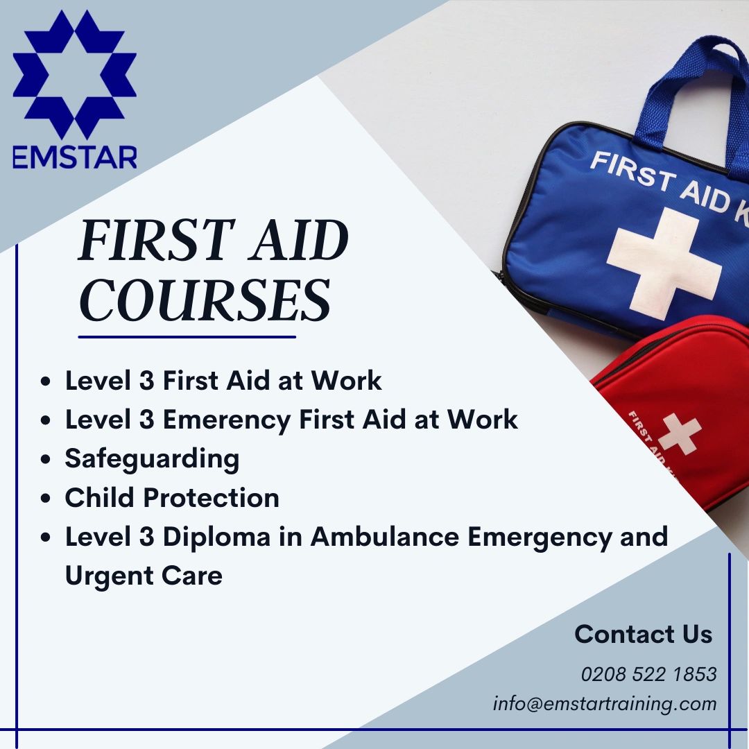 EmstarUK's tweet photo. FIRST AID COURSES
Contact our team for more information about our wide range of first aid courses available at our bespoke training centre in Horley, Surrey!

#cerad #futurequals #deradi #firstaid #bluelighttraining #ambulance #firstaidcourse #firstaidatwork https://t.co/nw2bHm8YGW