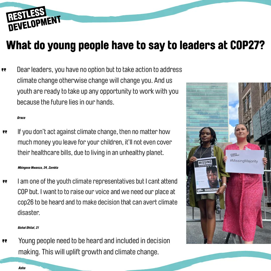 Head over to buff.ly/3tk9qdJ to hear what young people are saying to leaders at this year’s CO27 summit. You can also submit a message you would like leaders to hear.