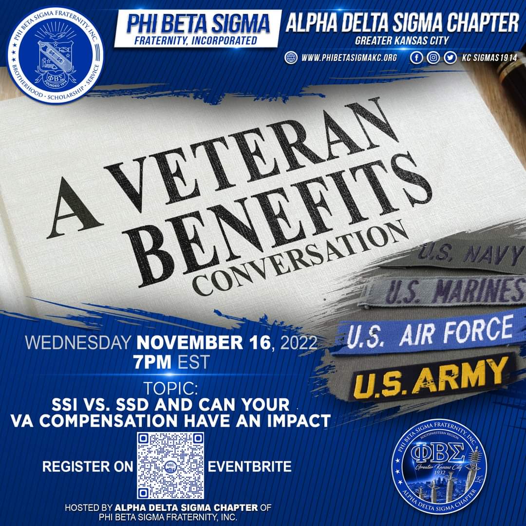 KCSigmas1914's tweet photo. Check out "SSI vs. SSD and can Your VA Compensation Have an Impact" on Eventbrite!

Date: Wed, Nov 16 • 6:00 PM CST

https://t.co/rXPP4lLH53 https://t.co/9KoAtRLHN0
