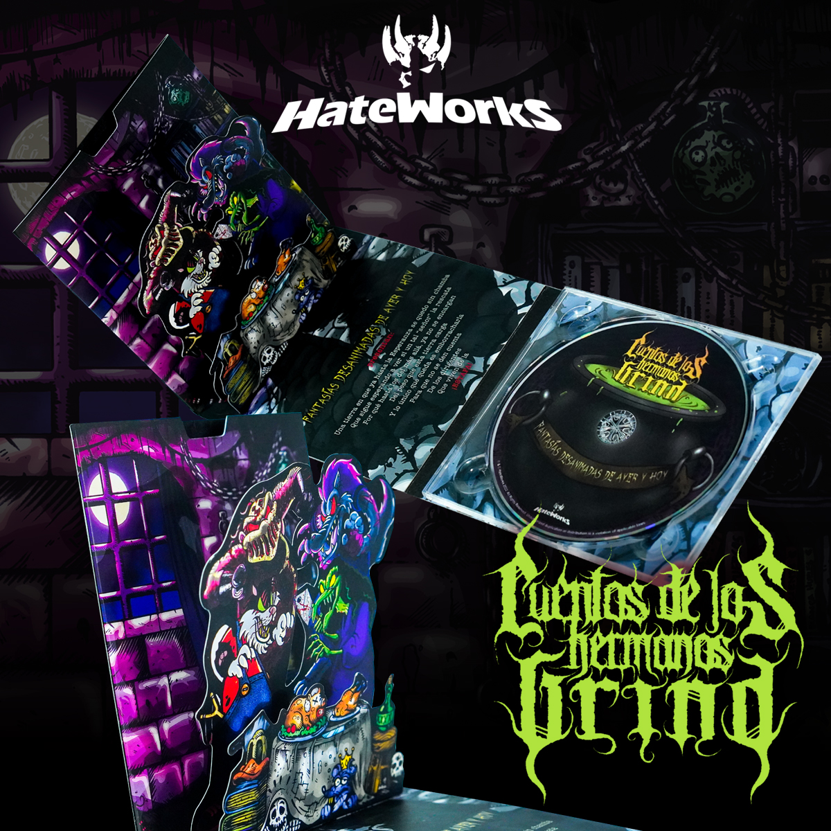 hateworkers's tweet image. HateWorks presenta:
CUENTOS DE LOS HERMANOS GRIND
"Fantasías Desanimadas de Ayer y Hoy"

Disponible en versión limitada Pop-Up Digipak, incluye los éxitos "Don Satanero" y 
"El colmo, esto no pasa en Estocolmo".

#YourHateMakesMeStronger