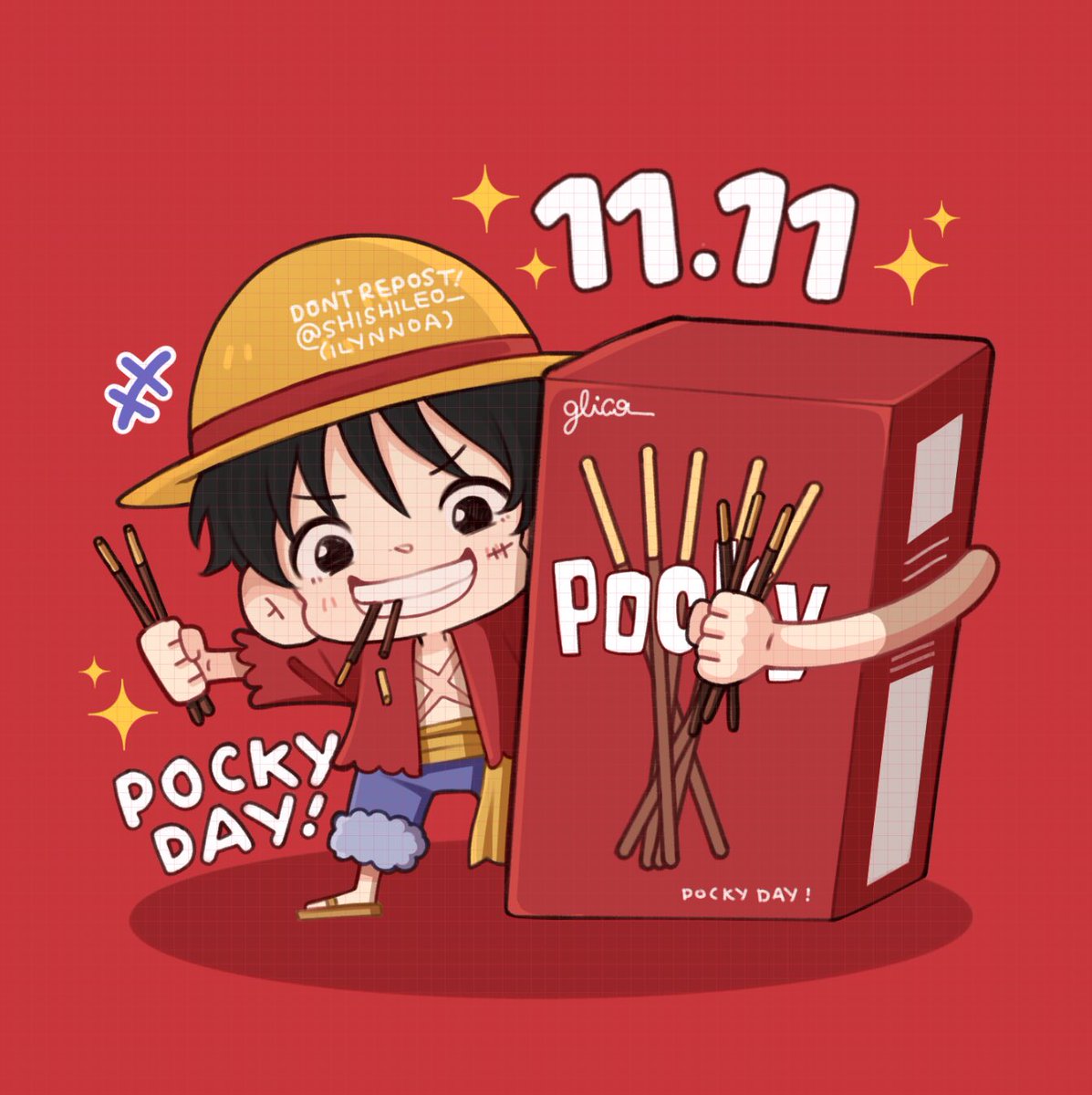モンキー・D・ルフィ 「pocky day !!!!  」|Yamada Asaemon Shishige 🐈‍⬛のイラスト