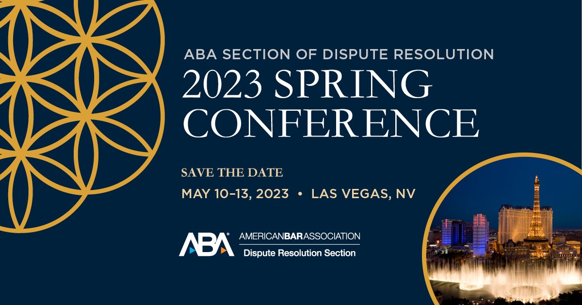ABA_DR's tweet photo. Save the date for the 25th Annual Spring Conference! Our theme: "Leading Change Through ADR: Strategies for Navigating Our World Today"
Get your room today: https://t.co/nA8uec19Gl
More info coming soon! https://t.co/mxGeKp1bpJ #ABA_SpringDR23 https://t.co/mwD0wA90mT