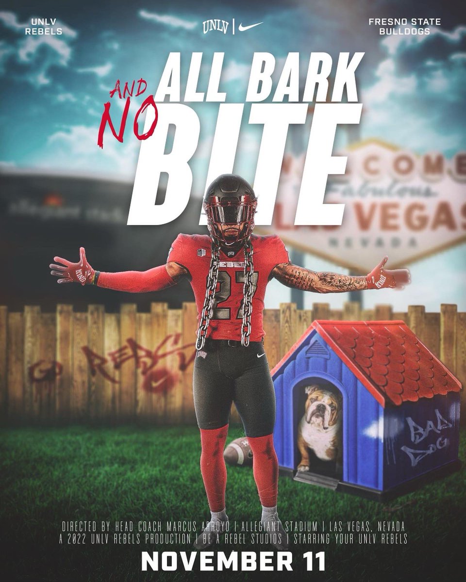 unlvfootball's tweet photo. GAMMEEDDAAYY‼️😤
Game 🔟: Your Rebels take on the Fresno State Bulldogs‼️😤💪🏈
🎟️ https://t.co/L4M82nQatk‼️🎟️
📍: Las Vegas
🏟: @AllegiantStadm
⏰: 7:30 p.m.
🆚: @FresnoStateFB
📊: https://t.co/5unKjzjdtz
📺: CBS Sports Network
📻: ESPN LV 100.9 FM/1100 AM
#RebelsGiveBack https://t.co/3GWAZnWHOu