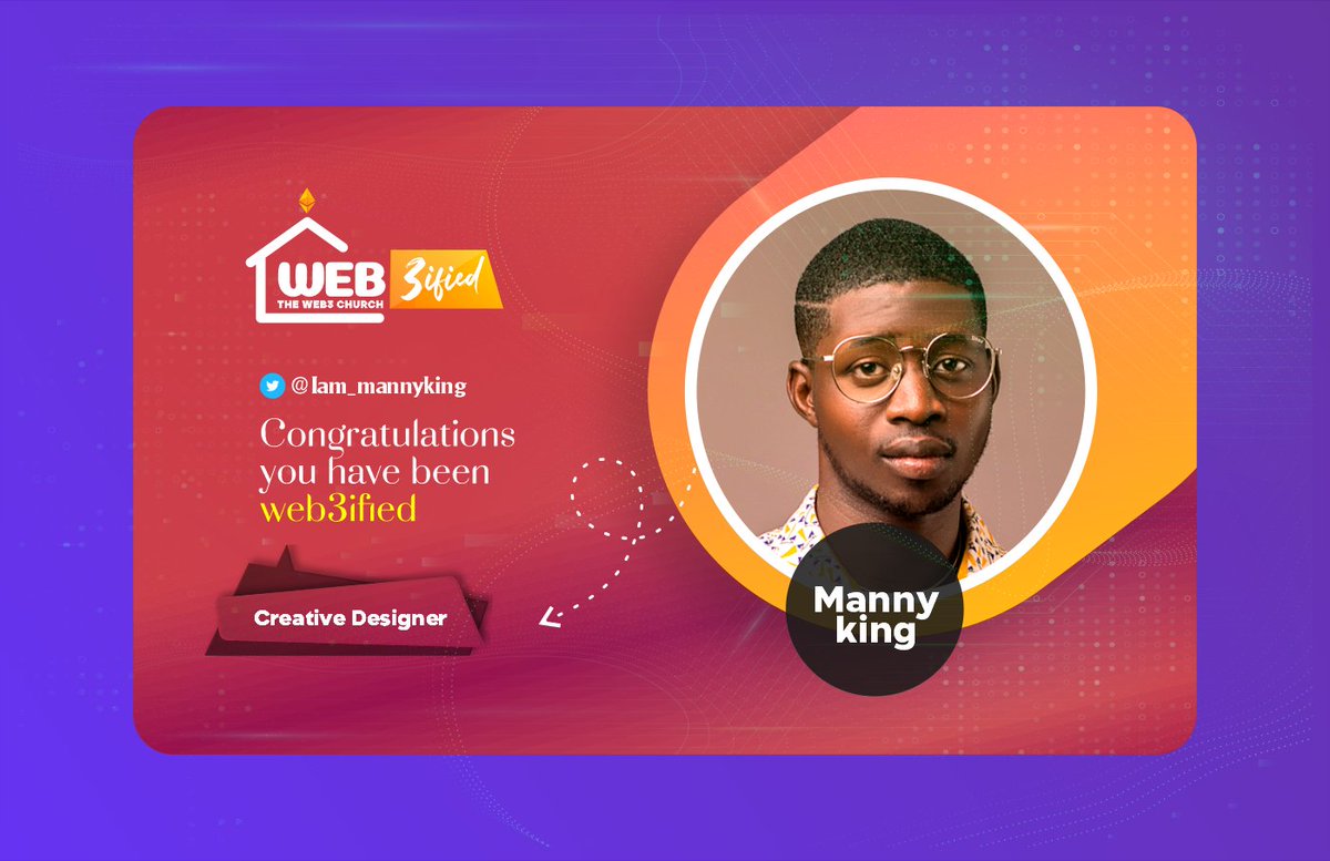 Introducing <a href="/iam_mannyking/">Mannyking💎🚀</a> Graphic Designer <a href="/web3ified/">The Web3 Church</a> 
We are super bullish on your success with us.

GREATNESS IS KNOCKING