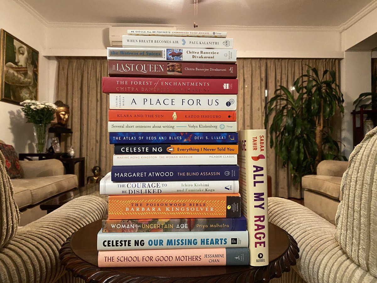 I’m not putting a physical “Do not disturb”’sign around my neck but this should do it.
October and November #bookhaul
 
Thrilled to welcome @cdivakaruni @pronounced_ing @sabaatahir @jessaminechan @MargaretAtwood  @devislaskar @writer_priya @AdicheNgozie and more to my home.
