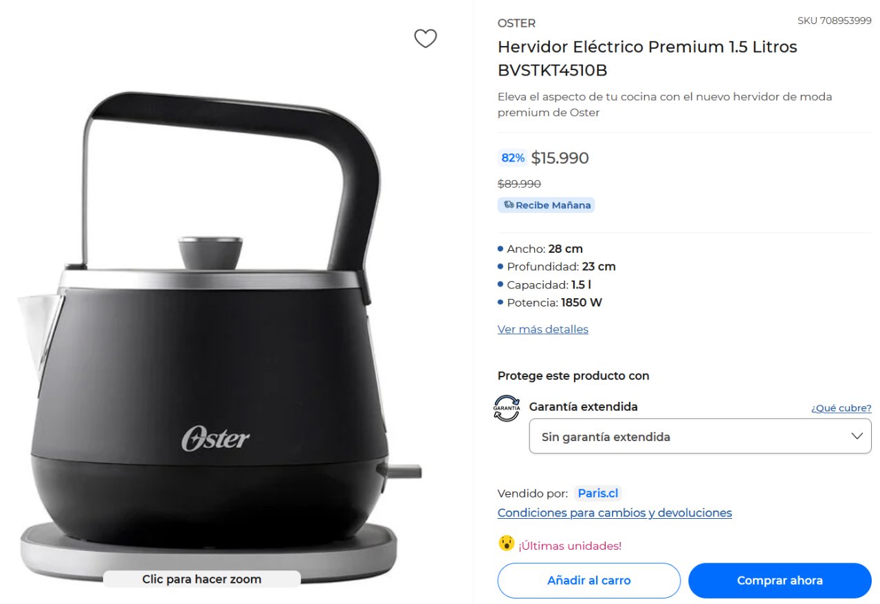 Hervidor electrico paris clearance