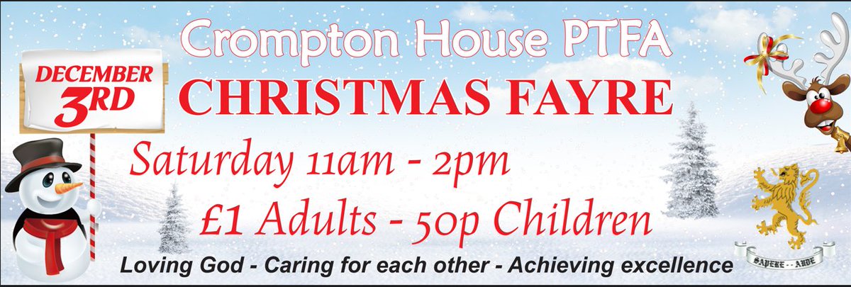 CHS_chaplaincy's tweet photo. Looking forward to a day of fun, music and festive cheer.  Put the date in your diary and help the PTFA raise funds for a new school minibus. Saturday 3rd December. https://t.co/9cRnQzYG6Q