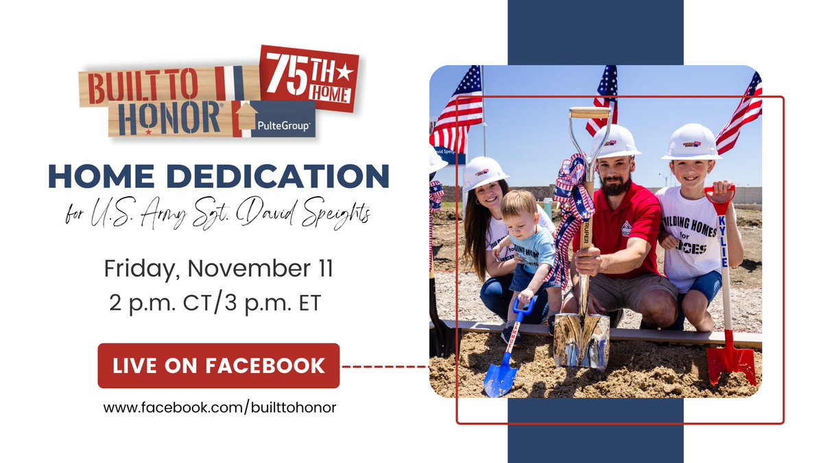 Join us later this afternoon for a livestream of our 75th Home Dedication! facebook.com/builttohonor