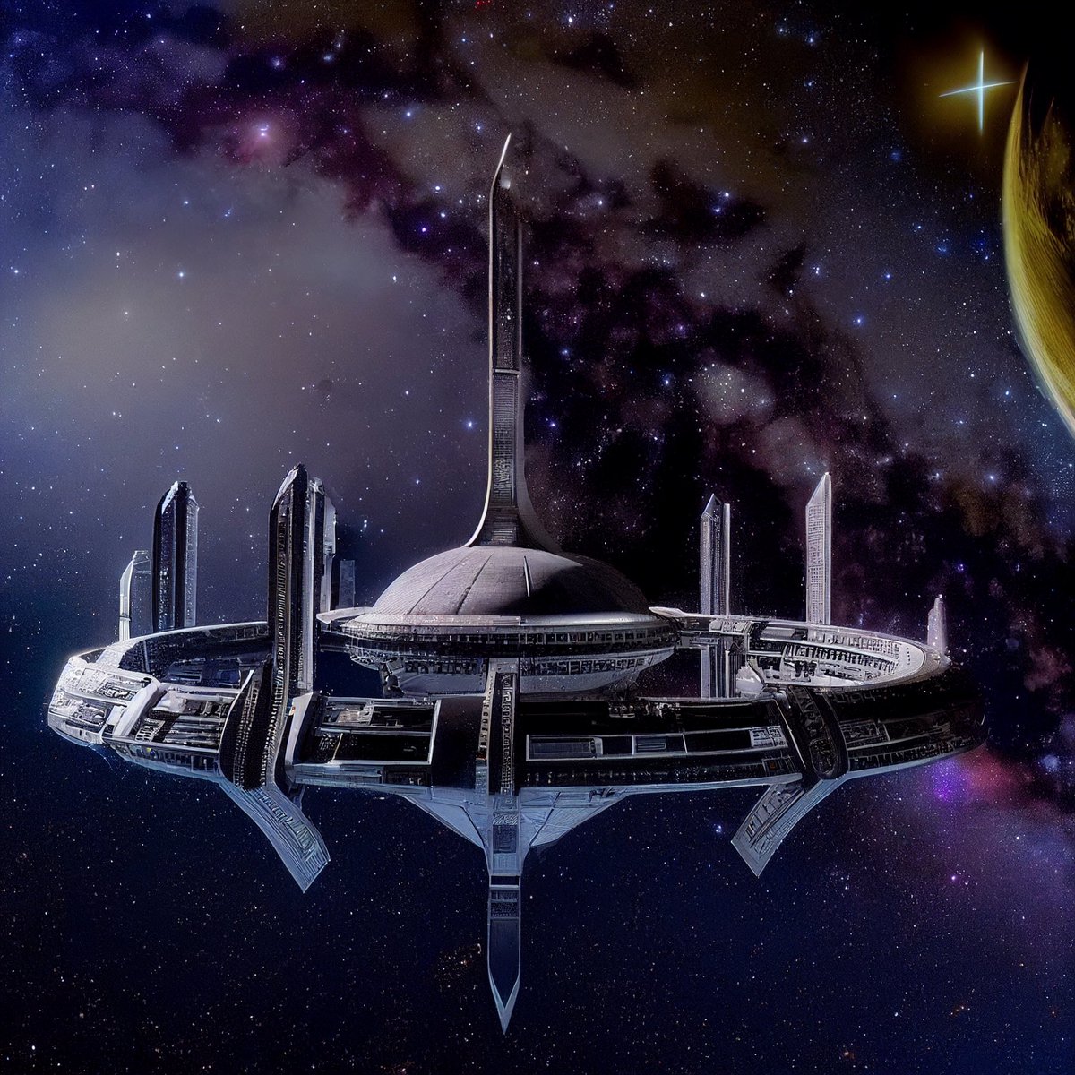 ImaginaryTemple's tweet photo. Deep Space LDS Tempe #lds #startrek #DeepSpaceNine #AIArtwork #midjourney #v4 https://t.co/4eC6hEvBzJ