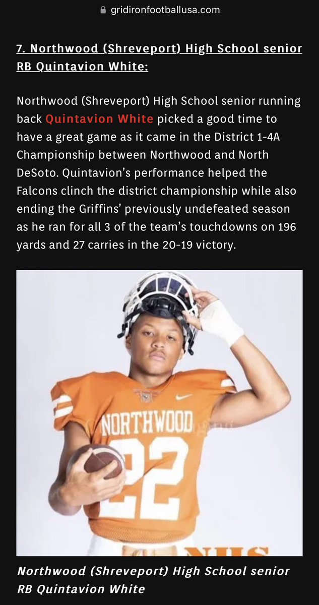 Thank you <a href="/GridironFootbal/">Gridiron Football®</a> for the mention in week 10s top performers. <a href="/_Austin_Brown/">Austin Brown</a>