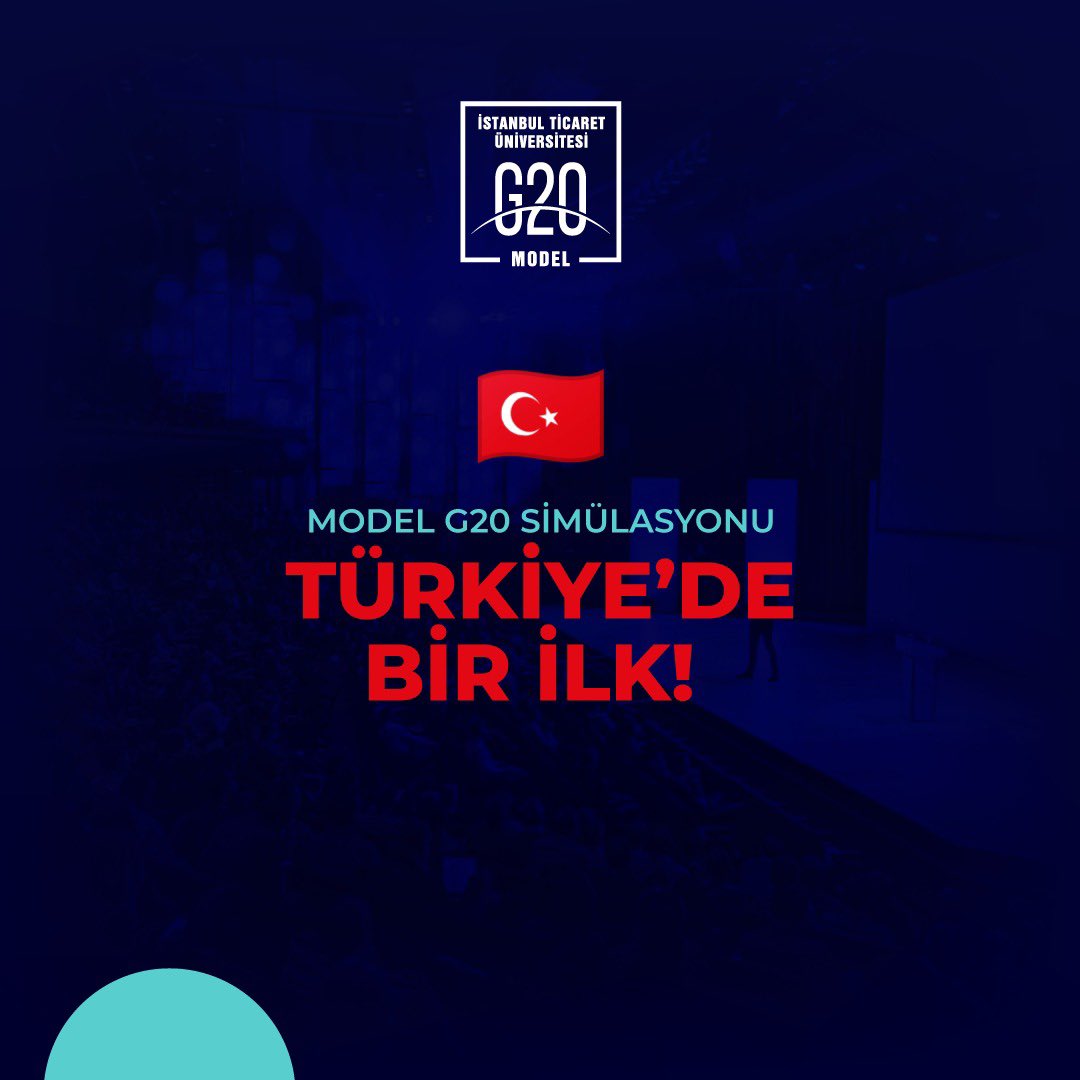 MODEL G20 SİMÜLASYONU TÜRKİYE’DE BİR İLK! 

<a href="/siyasetic/">Siyaset Bilimi ve Uluslararası İlişkiler Topluluğu</a> ve <a href="/ticaretuni_isc/">Uluslararası Öğrenci Topluluğu</a> partnerliğinde 28-29 Kasım tarihleri arasında İstanbul Ticaret Üniversitesi Sütlüce kampüsünde Türkiye’de bir ilki gerçekleştirecek🚀

#Meet4Future 

#g20 #g20simulation #ticaretg20