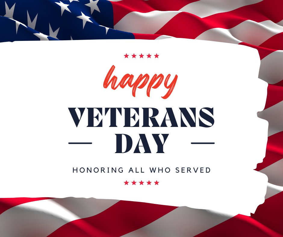 Thank you to everyone who has served this county. We honor you and the sacrifices you and your families have made. Thank you for the freedoms we have in this country. 

Happy Veterans Day!