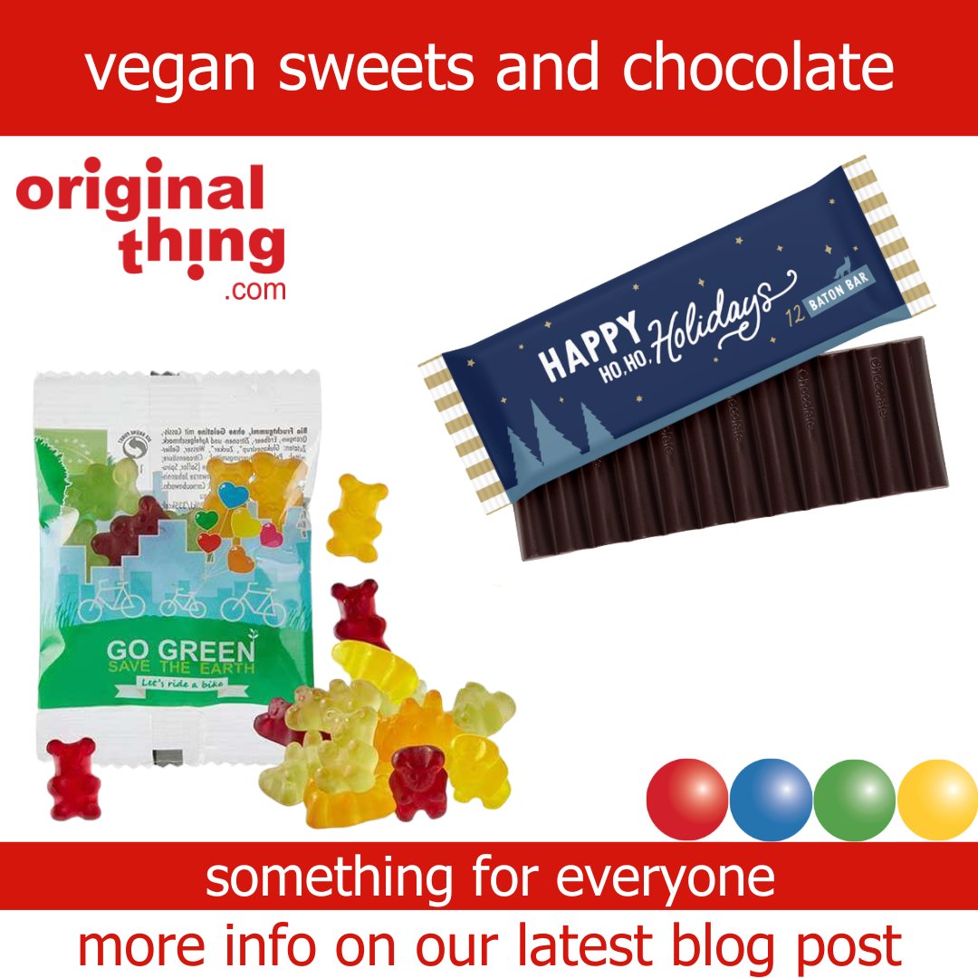 OriginalThing's tweet photo. Find lots of #vegan and #vegetarian options in our latest range of #sweets and #chocolate. We have lots of #branding options ready for #Christmas!
Read our blog post for more info. https://t.co/o934RdB0hf
#brandedthings #promoproducts #Personalisation #newproducts https://t.co/OHwLnhgY1p