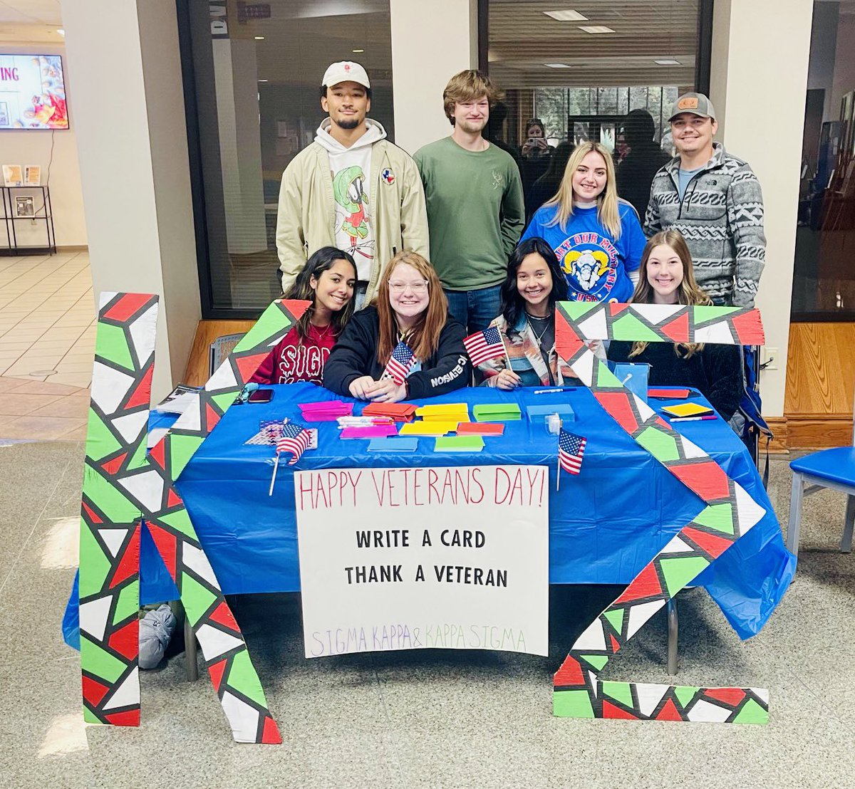 Our PR Chair, Keegen Crane, is having an event today to write a thank you card to veterans! We will be in the UC till 2! 🤍🇺🇸
