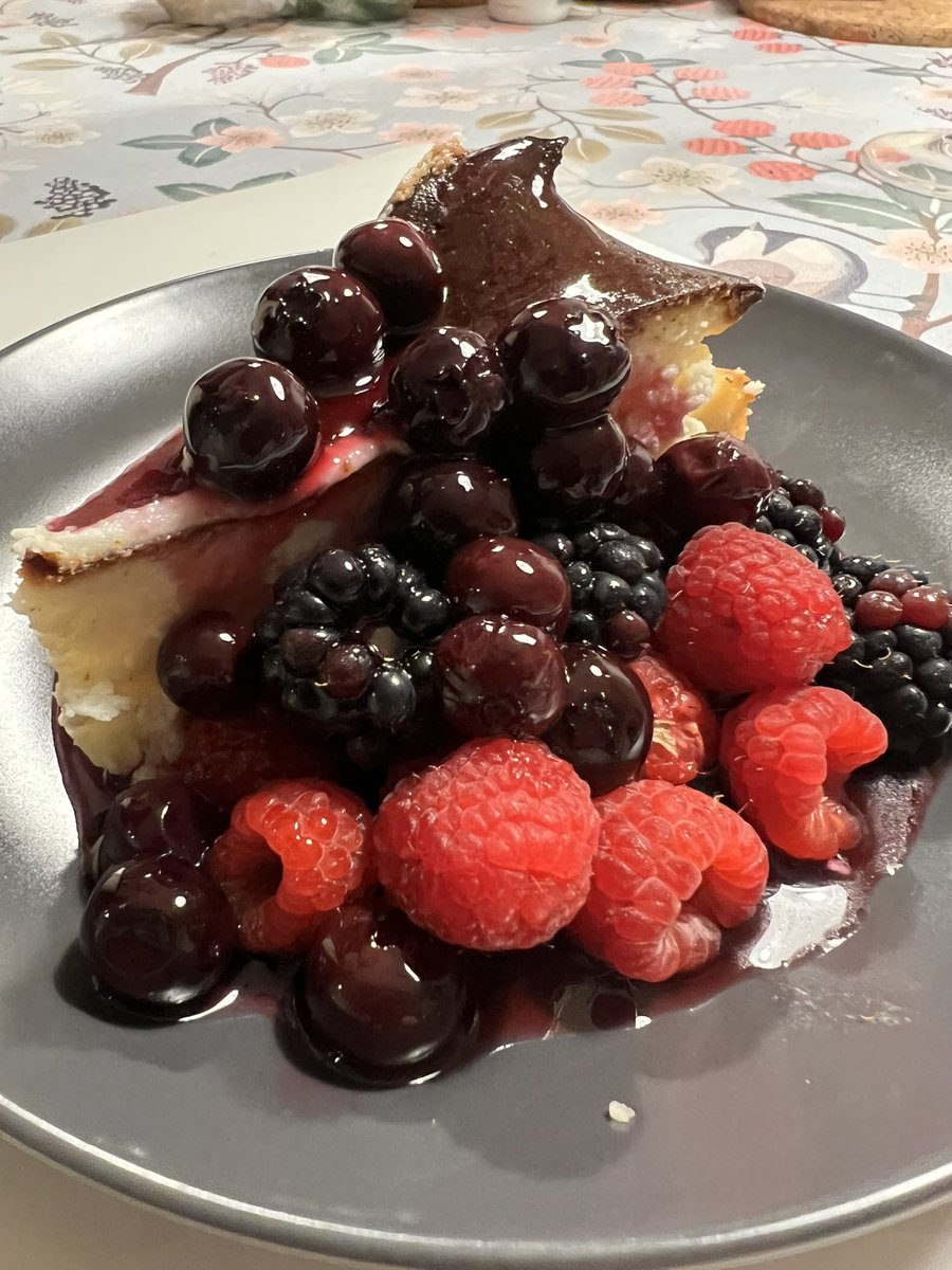 TraceTrait's tweet photo. Cake!!  Dad’s birfday today!  Mum made Basque cheesecake.  I tried to taste.  But my boy put his nose in the way. #dogs #dogsoftwitter #vizsla https://t.co/INvUuBPQ5p