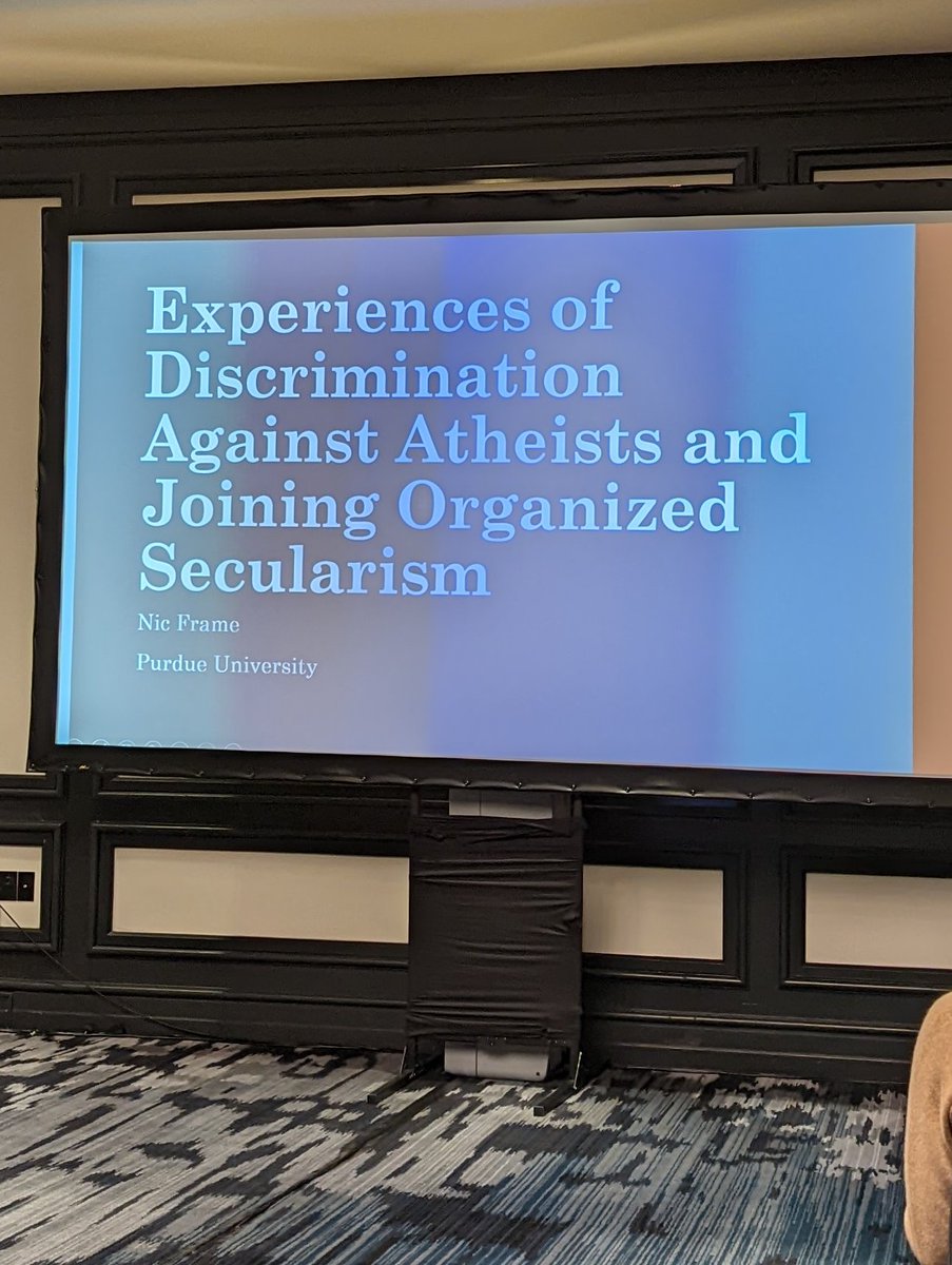 Learned something new from @Nic_Frame this morning about the connection between discrimination against atheists and organized secularism. Hope to see more from the project. #SSSR_RRA2022
