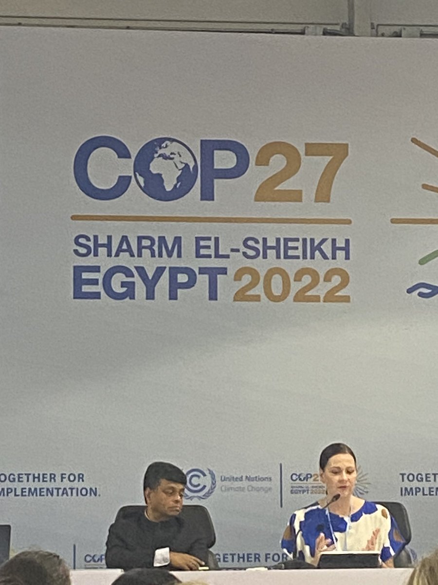 MrAndyDeacon's tweet photo. We need the science and the practice to come together to deliver urban solutions on climate says @minnaarve at #supforclimate launch at #COP27 - see the full findings at https://t.co/ZMe7KkPi0K @Mayors4Climate https://t.co/lIdhuXqa0x