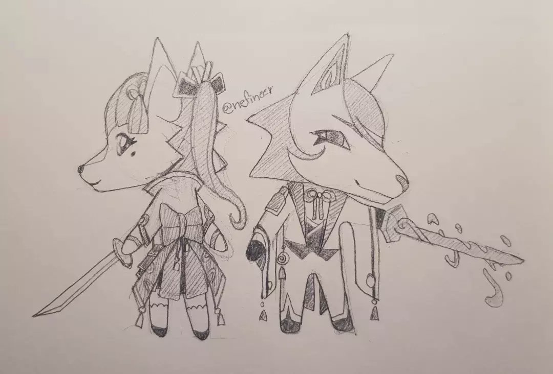 Nefineer's tweet photo. Genshin Impact x Animal Crossing design doodle attempts!
Jean and Barbara were somehow way easier to simplify than Ayaka and Ayato's -- tbh I'm not satisfied with the results, but again, these were only made for fun #genshin #jean #barbara #ayaka #Ayato #AnimalCrossing https://t.co/HaCOYE4c05