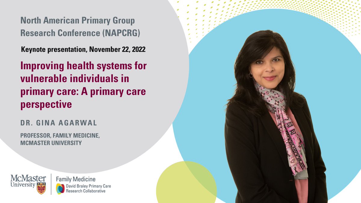 Dr. Gina Agarwal (<a href="/GinaAgarwall/">Gina Agarwal</a>) is today’s <a href="/NAPCRG/">NAPCRG</a> keynote speaker #NAPCRG2022. If you’re at the conference, don’t miss her presentation 8–10 a.m. in the Phoenix Ballroom!