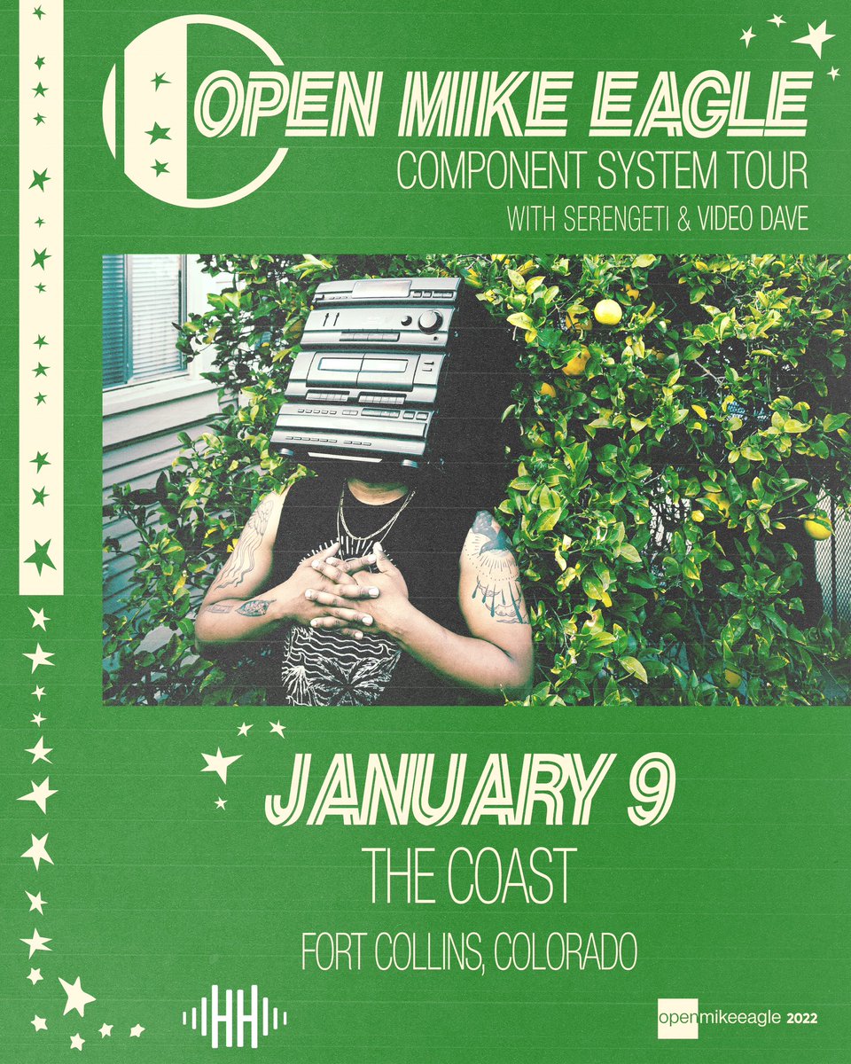 ON SALE NOW! <a href="/Mike_Eagle/">OME</a> w/ <a href="/serengetidave/">serengeti</a> &amp; <a href="/video_dave/">ArticulatedTexTiles</a>  at The Coast #FortCollins

Tix -> link.dice.fm/openmikeeaglef…
