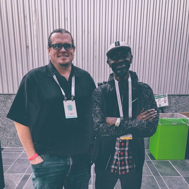 HenriHelvetica's tweet photo. Which is why this is always a great pic — meeting an original NCSA Mosaic engineer, here at #ChromeDevSummit 2019 in SF: @cwilso https://t.co/SeoTHRRX6u