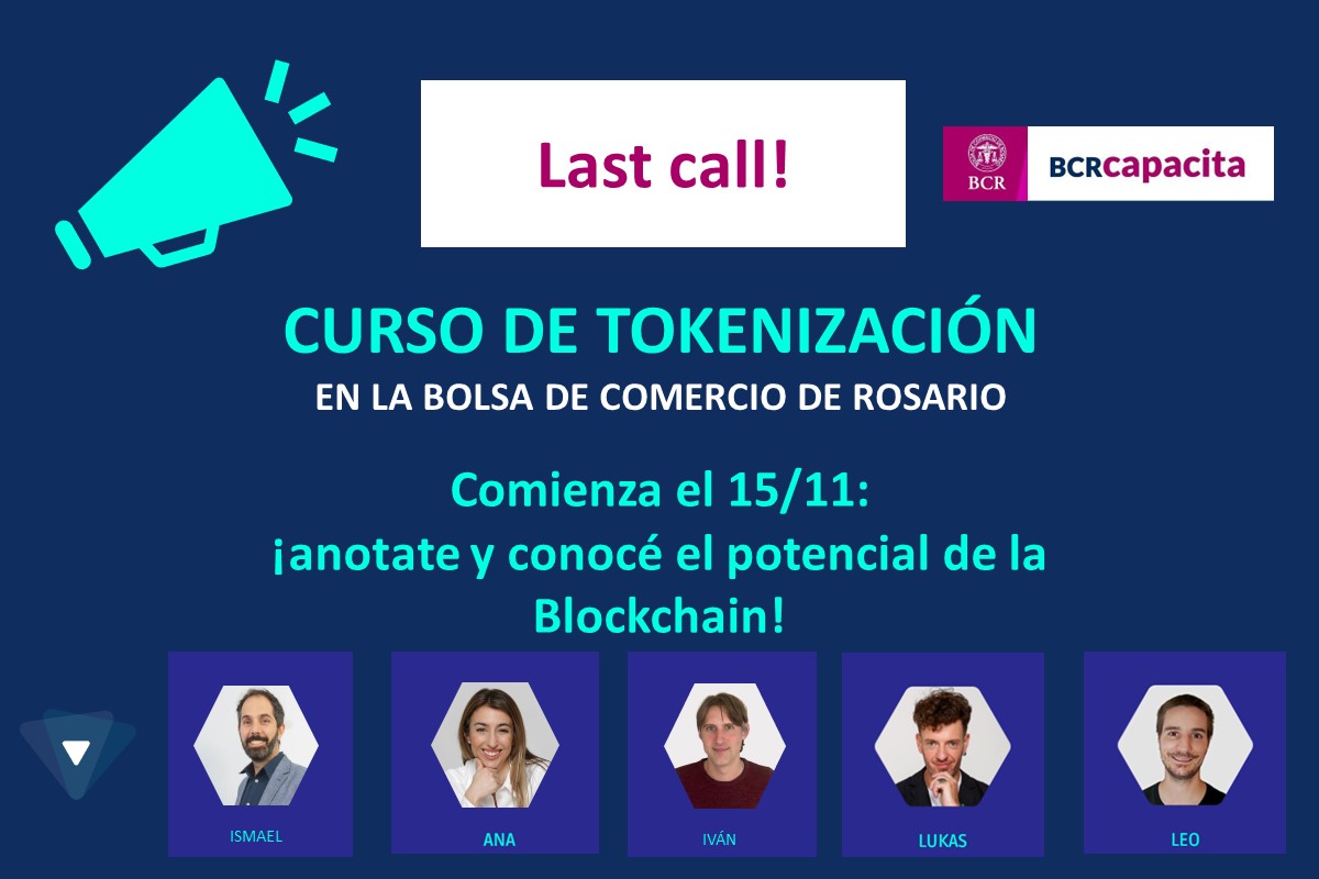 tokenfit_io's tweet photo. Last call!! 
Anotate en el Curso de Tokenización de la @BCRprensa 

Comienza el 15/11 https://t.co/KkUL3cd9BC
