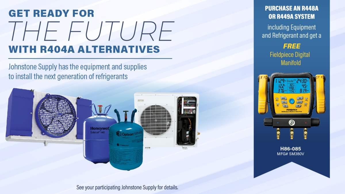 JSLansingMI's tweet photo. This November, get a FREE Fieldpiece Manifold with the purchase of an R448A or R449A system, including equipment and refrigerant. We have what you need to install the next generation of greener refrigerants. Visit us for details.

#JohnstoneSupply #Fieldpiece #Refrigerants https://t.co/BTD9A3r3sr