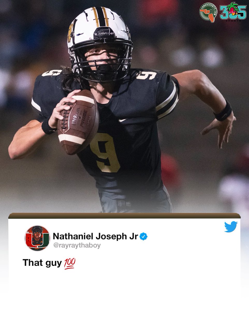 305Sportss's tweet photo. Miami commits are all in on Emory Williams being the QB of the future. 🔮 @EmoryWilliams11 @canes_county 

Emory remains UM’s only QB commit following Jaden Rashada’s decommitment. https://t.co/hWTH7jYY40