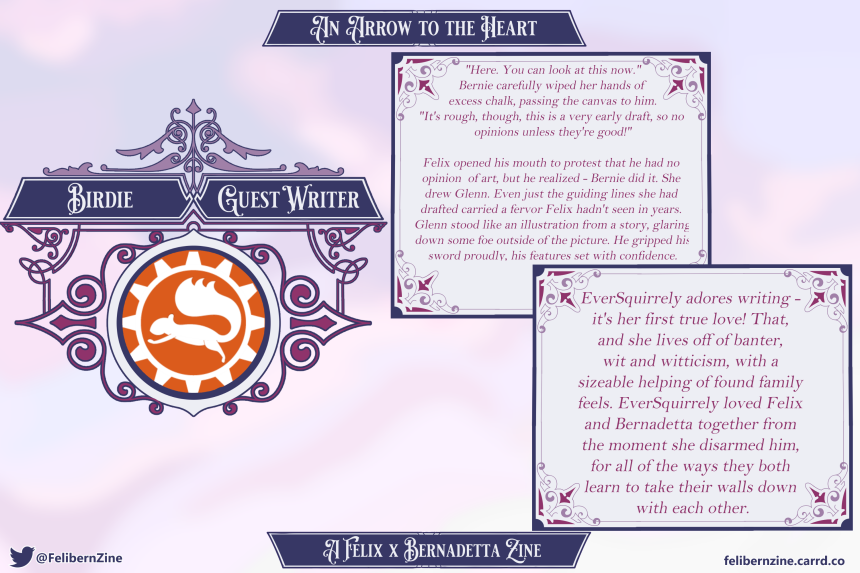 FelibernZine's tweet photo. Next up is our guest writer, @Squirreliness! You can check out their work here: https://t.co/0sZuV7Fhpx https://t.co/MbZ25O6Vki