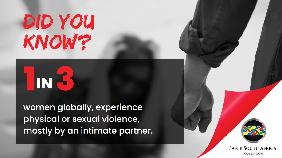 SaferSA_'s tweet photo. Did you know? One in three women globally, experience physical or sexual violence, mostly by an intimate partner. #SaferSA #SayNoToGBV #16DaysofActivism https://t.co/NFen4PWBgw
