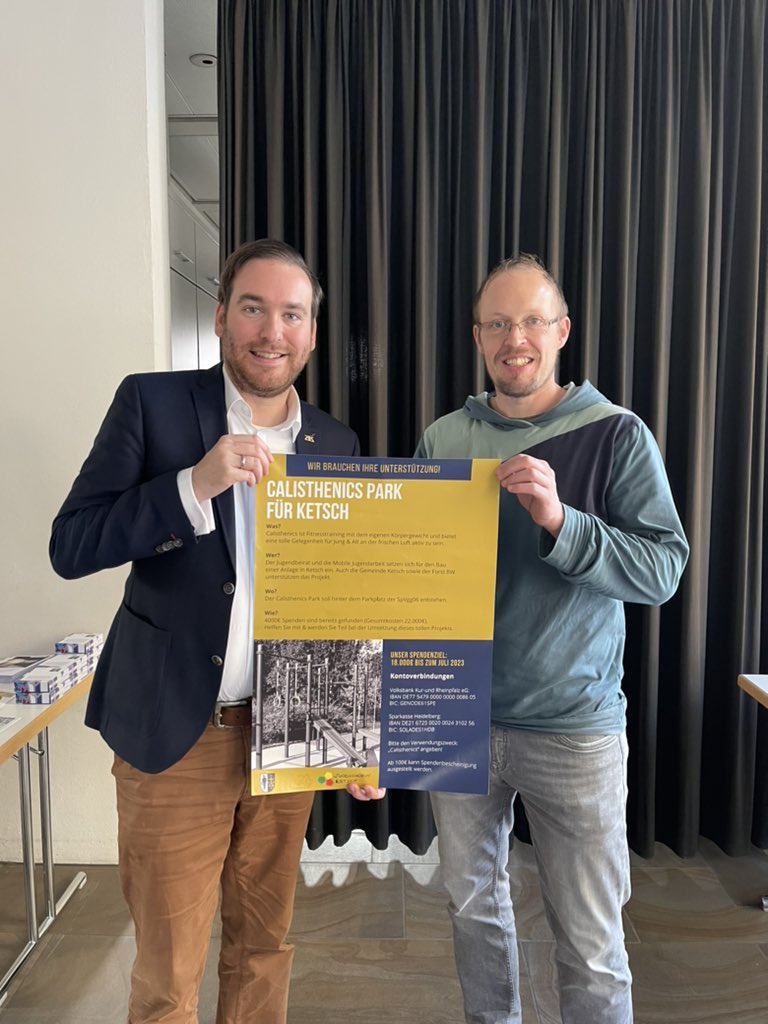 AndreasSturmMdL's tweet image. Die @Justi_BW fördert den #Calisthenics-Park in #Ketsch mit 3000€. #Jugendliche vor Ort haben das Projekt auf die Füße gestellt. Gemeinden in denen es #Jugendbeteiligung gibt, bewegt sich etwas! #jugend #politik