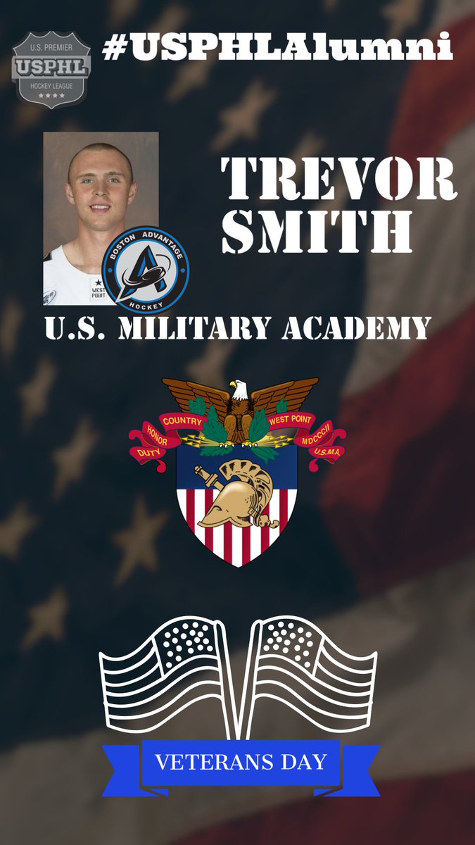 #USPHLAlumni: Throughout #VeteransDay weekend, we will be saluting former players as well as coaches and supporters who have served, or are currently serving, our country in our #USArmedForces. 

First up: <a href="/BosAdvantage/">Boston Advantage</a> alum Trevor Smith, now with <a href="/ArmyWP_Hockey/">Army Hockey</a> <a href="/WestPoint_USMA/">U.S. Military Academy at West Point</a>