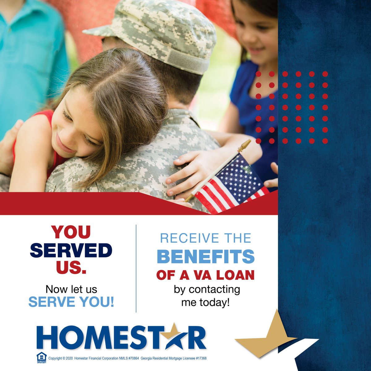 CreasiaMlo's tweet image. HOMESTAR honors our servicemen and servicewomen for their bravery and sacrifice. Thank you for all that you do, now let us serve you!

Learn more about HOMESTAR’s VA loan program by contacting me today!

#homeownership #valoans #chooseHOMESTAR