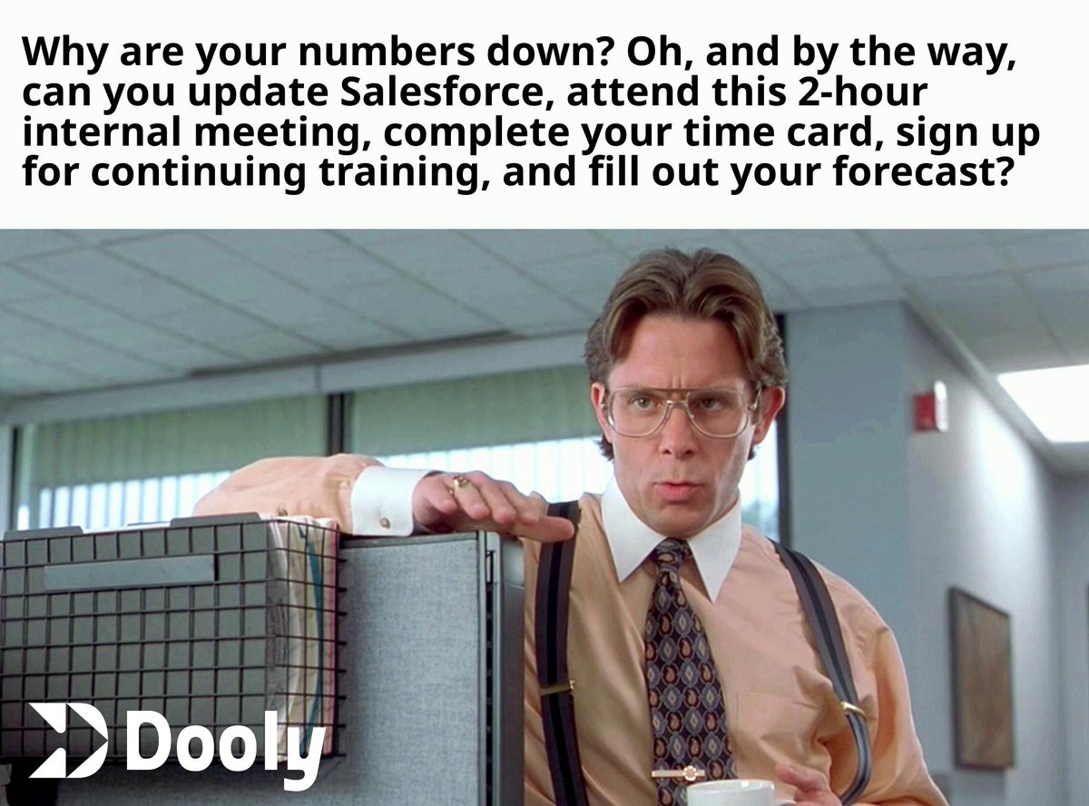 Time is money. And I don't have either one. BTW, Dooly gives reps the freedom to sell by automating the admin work you hate. See for yourself: bit.ly/3UG6ILl