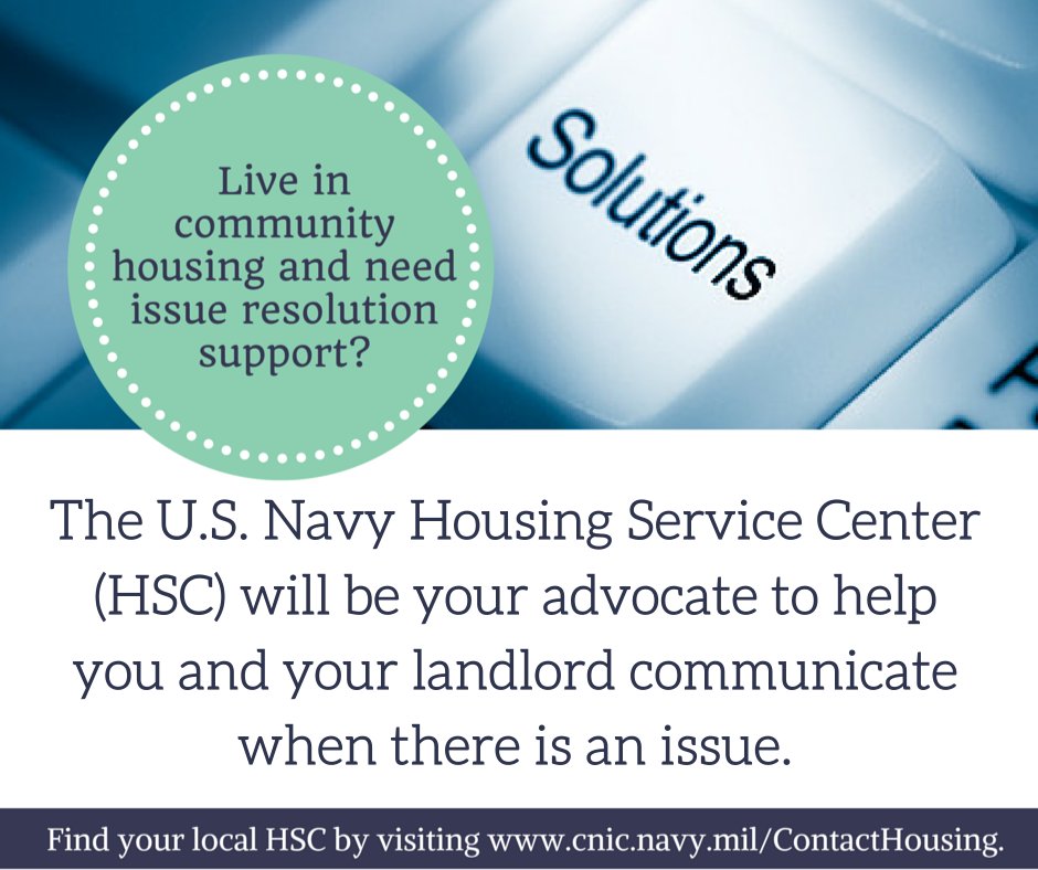 If you have a housing complaint or need a resolution on a housing issue, the #USNavy Housing Service Centers (HSCs) are here to help. Contact your local HSC and ask about their issue resolutions services. #NavyHousing #ContactHousing cnic.navy.mil/ContactHousing