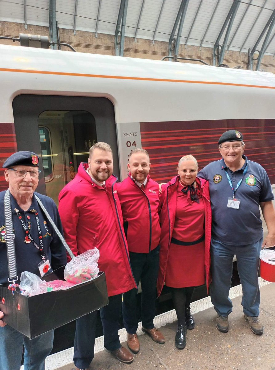 Dutchy78's tweet photo. That’s wrap on the poppy express thank you to everyone that has bought poppies over the past two weeks! Denis and Stan have raised over £8600 for the @PoppyLegion @LNER #poppyexpress https://t.co/5hgLiH9UrB