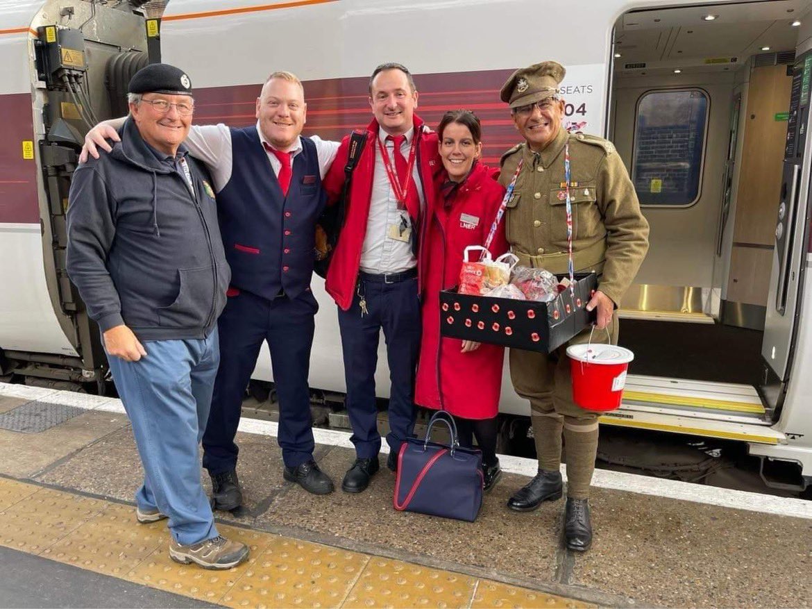 Dutchy78's tweet photo. That’s wrap on the poppy express thank you to everyone that has bought poppies over the past two weeks! Denis and Stan have raised over £8600 for the @PoppyLegion @LNER #poppyexpress https://t.co/5hgLiH9UrB