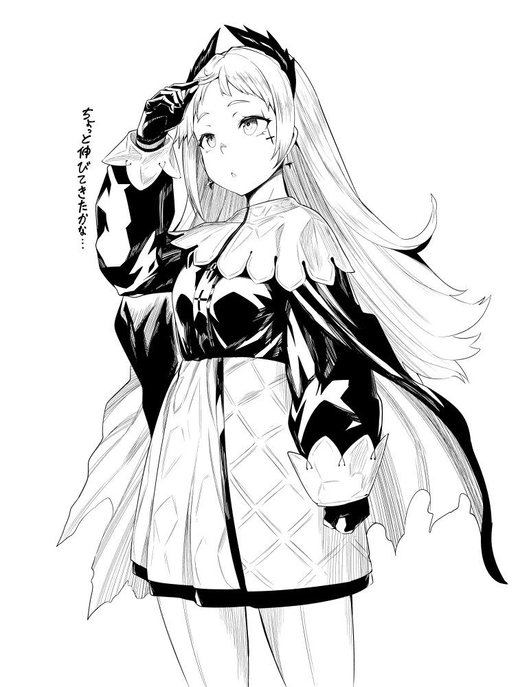irene (arknights) 1girl solo monochrome greyscale long hair gloves long sleeves  illustration images