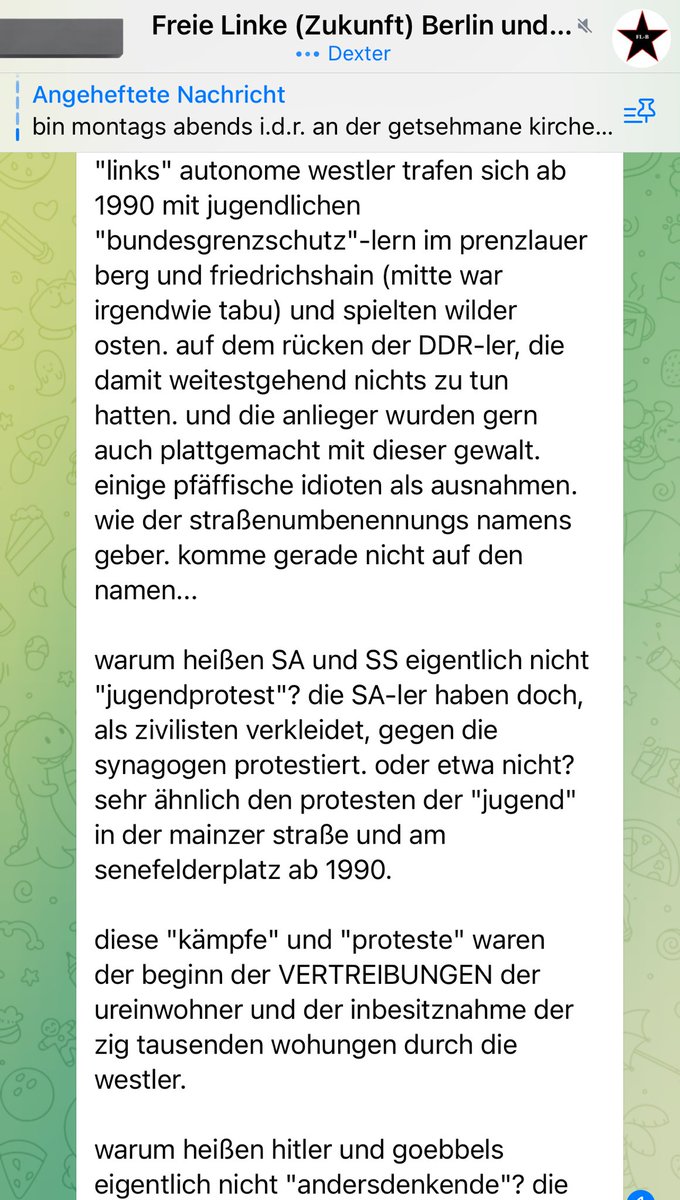 SchwarzePalmen's tweet photo. Und was macht die #FreieLinke Berlin?
Nach der Einladung von Geri (#Stino) ins #Jugendwiderstandsmuseum in die #Rigaer wird von von Jürgen Eger erstmal eine Runde auf #SilvioMeier herumgetrampelt. Man vergleicht Hausbesetzungen in Ostberlin mit der Deportation von Juden im NS. https://t.co/OtOdP4EiOJ