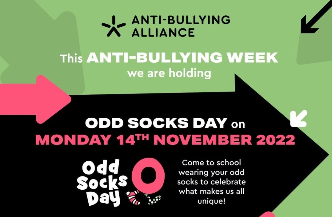 As part of Anti-Bullying Week next week, children and staff are invited to wear odd socks on Monday 14th November. #whatmakesusallunique