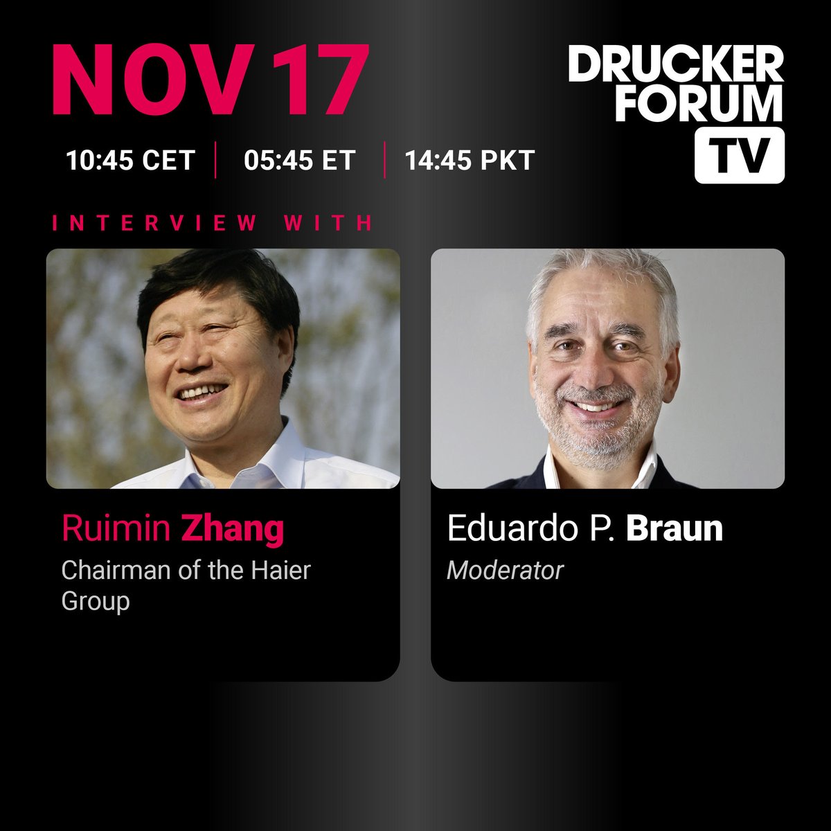 EduardoPBraun's tweet photo. Se viene el @GDruckerForum, el gran evento sobre #liderazgo, en el que soy #ConferenceChair. En esta oportunidad conversaré con Zhang Ruimin, de #HaierGroup. ¿Cómo es el hombre detrás de estos últimos 30 años del gran player global chino?
Registrate👉 https://t.co/8uMkBFkCu7 https://t.co/8kUaT8L7s5