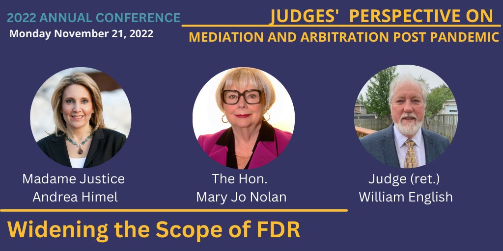 FDRIOntario's tweet photo. Join this esteemed panel of Judges to hear their perspectives on the current state and future of FDR. Registration closes soon! https://t.co/XUPqukrMek #fdrio #annualconference #wideningthescopeoffdr https://t.co/lRsSoqE9IW