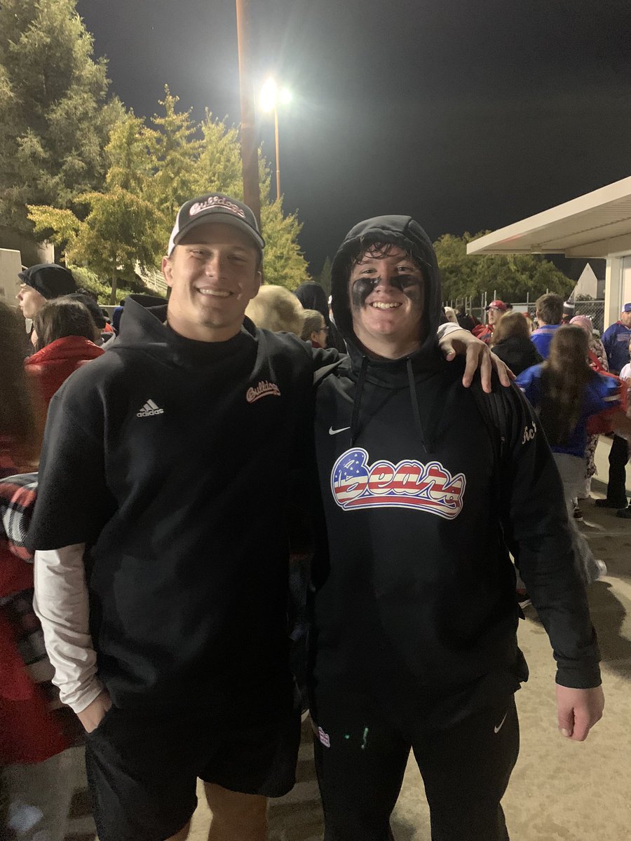 First playoff start as a sophomore. Proud of you Coop!  Great team win! My current and future Bulldogs! #bearstrong