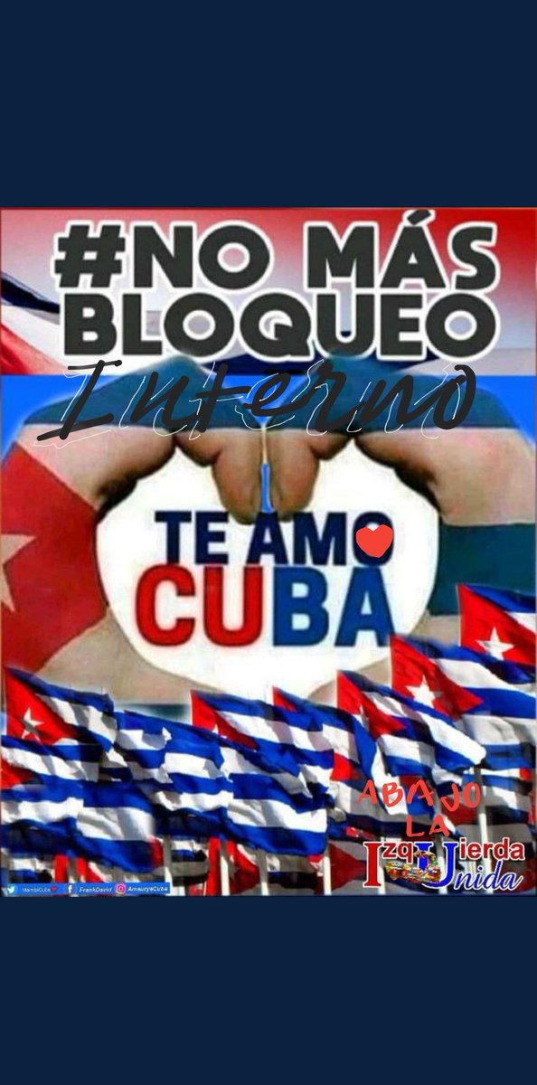 Lisbett29248543's tweet photo. @ElVaquerito59 @YAVelzquez1 @AcostaRoly @Betina_PM @MambiPinero @AdrianaRojasQba @RenGallego3 @Amalialvarez10 @Ana_Hurtado86 @AmaliaR622 @AOrrelly #RepiteConmigo
#NoAlBLOQUEOINTERNO https://t.co/sbxULMd6Yh