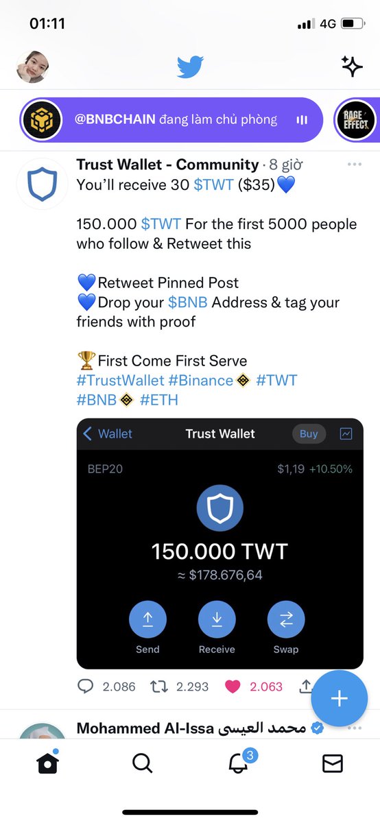 Anllykhue's tweet photo. @TrustWallet_CM 0xFD63b1Ad2009B533a02C6FB79373c66F1D108e11             Join this, 👍👍 @Thangdaica666 @Khnh80488931 @Minh36357773 https://t.co/CYF48NsU51