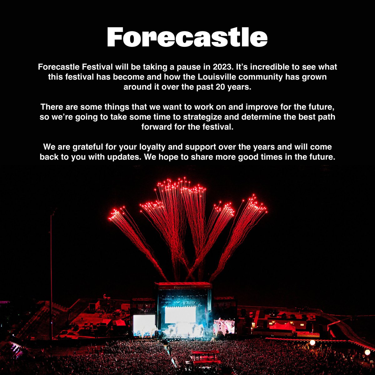 Forecastle Festival will be taking a pause in 2023. It’s incredible to see what this festival has become and how the Louisville community has grown around it over the past 20 years.⁣