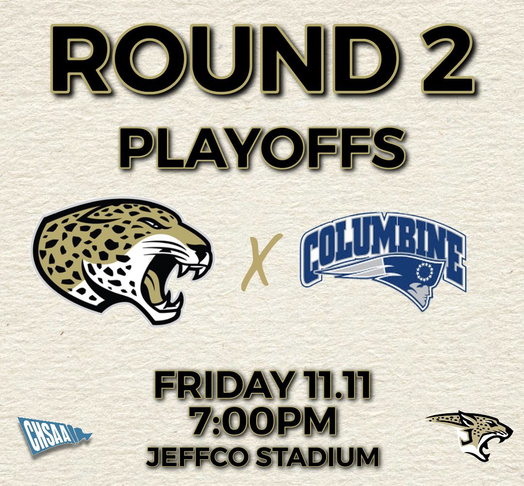 🚨 CHSAA 5A PLAYOFFS ROUND 2 🚨

🗓 Tonight
📍 Lakewood, Colorado 
🆚️  @RebelballCHS 
⏰️ 7:00pm MST 
📺 NSPN.tv/chsaa/gamestre…
🏟 Jeffco Stadium 
#AboveTheLine